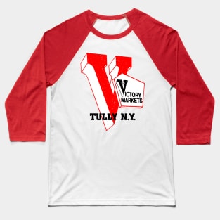 Victory Market Former Tully NY Grocery Store Logo Baseball T-Shirt